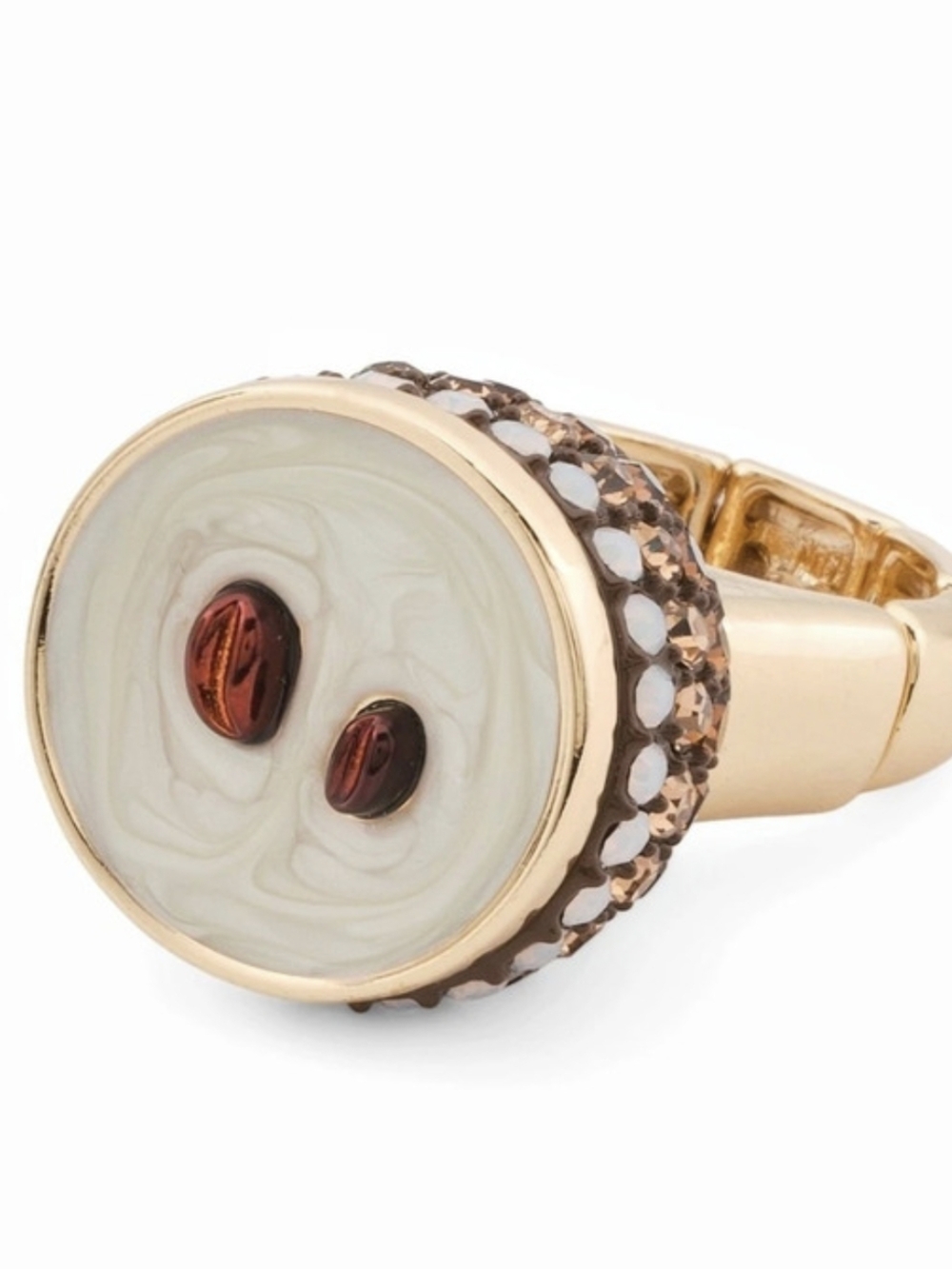 🤎▪️Betsey Johnson ▪️expresso Martini Stretch Ring Gold & White